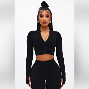 Cropped Zip-up Long Sleeve Jacket